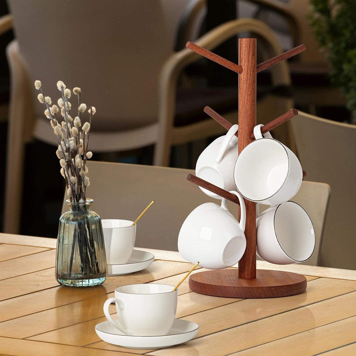 MyLifeUNIT Mug Holder Tree, Coffee Cup Holder with 6 Hooks (Reddish Brown)