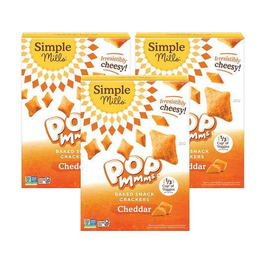 Simple Mills Pop Mmms Cheddar Baked Snack Crackers, Gluten Free, 4 Ounce (Pack of 3)
