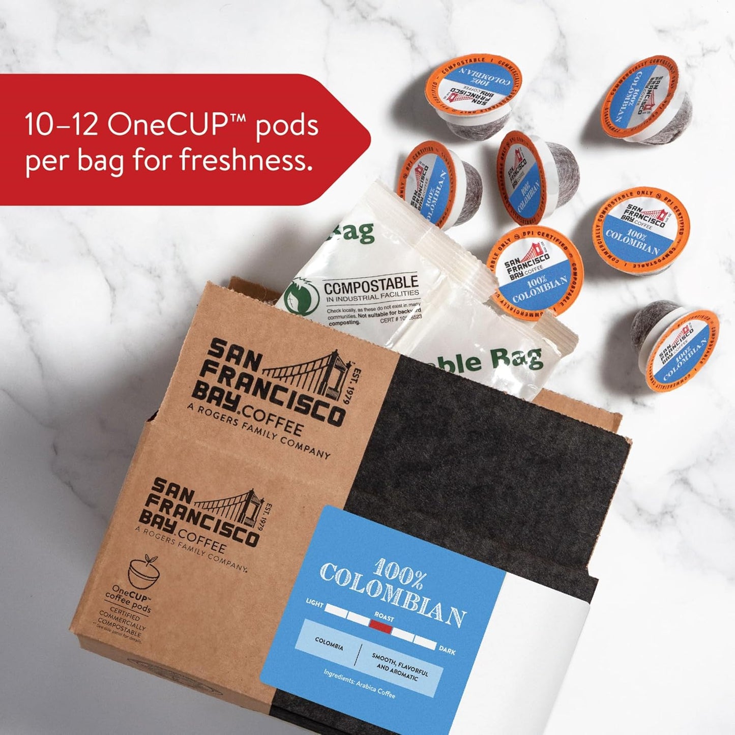 San Francisco Bay Compostable Coffee Pods - 100% Colombian (120 Ct) K Cup Compatible including Keurig 2.0, Medium Roast