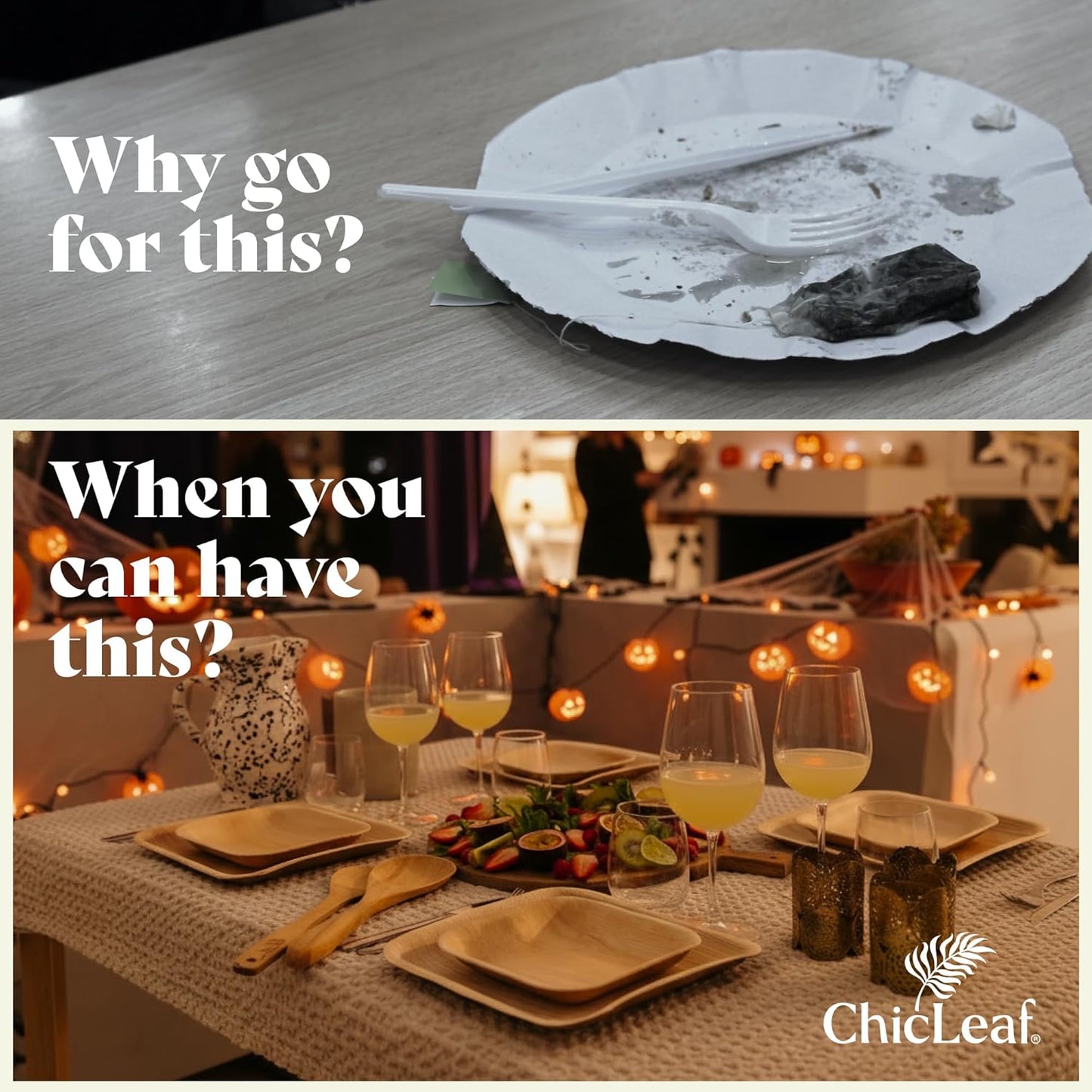 Chic Leaf Palm Leaf Plates Disposable Inch Square Pack Compostable Biodegradable & Eco Friendly Plates - Microwave Safe Disposable (10'' - 25 Pack)