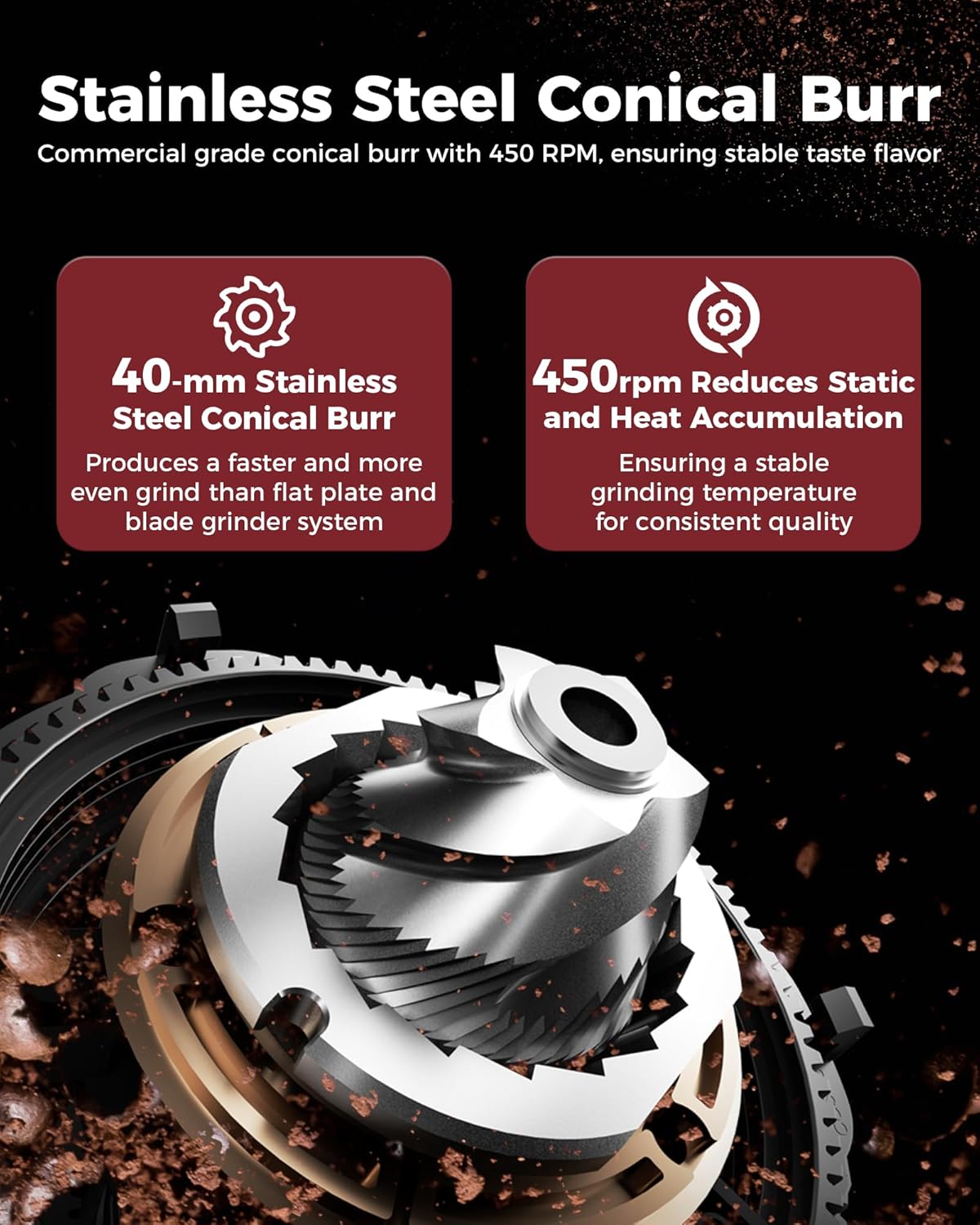 Tuni E2 𝑬𝒔𝒑𝒓𝒆𝒔𝒔𝒐 𝑴𝒂𝒄𝒉𝒊𝒏𝒆 with G1 𝑪𝒐𝒏𝒊𝒄𝒂𝒍 𝑪𝒐𝒇𝒇𝒆𝒆 𝑮𝒓𝒊𝒏𝒅𝒆𝒓 and 𝑩𝒐𝒕𝒕𝒐𝒎𝒍𝒆𝒔𝒔 𝑷𝒐𝒓𝒕𝒂𝒇𝒊𝒍𝒕𝒆𝒓 Combo Set | 48 Grind Settings | Professional Home Barista Kit