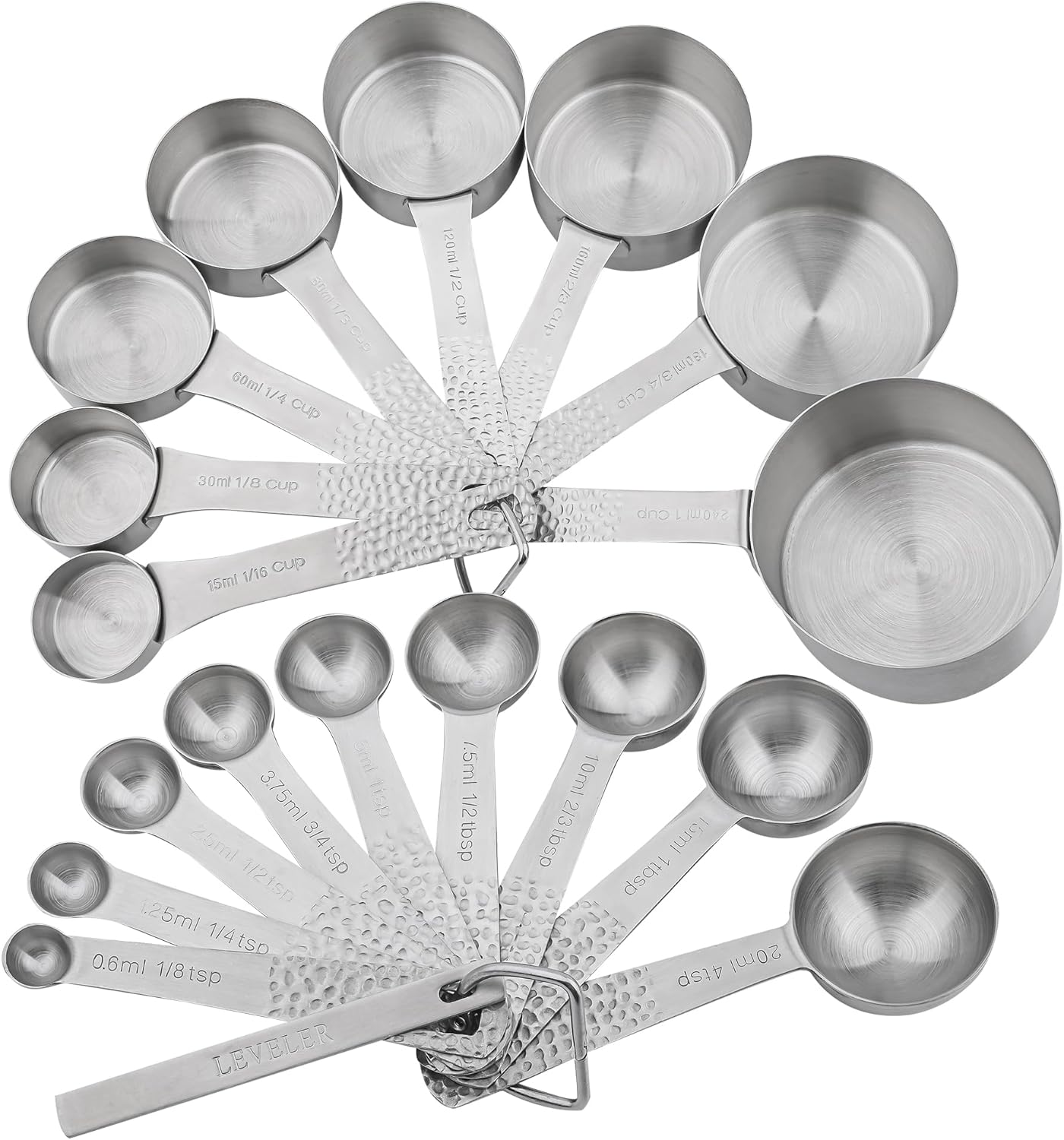 Measuring Cups and Spoons Set 20 for Dry & Liquid, Metric & US 18/8 Stainless Steel Measure Cups and Spoons Set with Leveler for Baking & Kitchen
