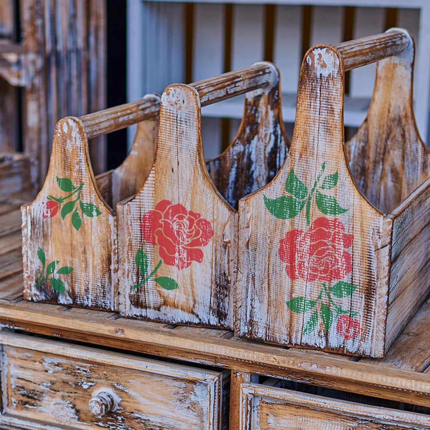 NAKLEO DIY Reusable Plastic Stencil - 21x30cm / 8.3” x 11.7” - Rose Flower Bloom - Art Craft Wall Painting Pattern Template Scrapbooking Decoupage - Fabric Furniture Wood