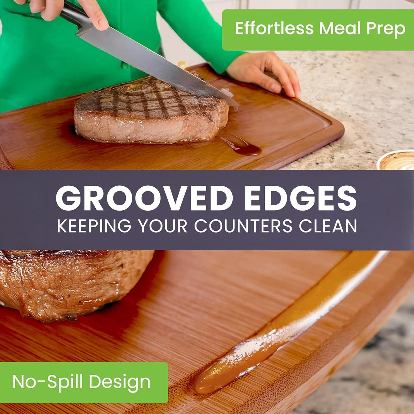 Bamboo Cutting Board Set of 3 - Dark