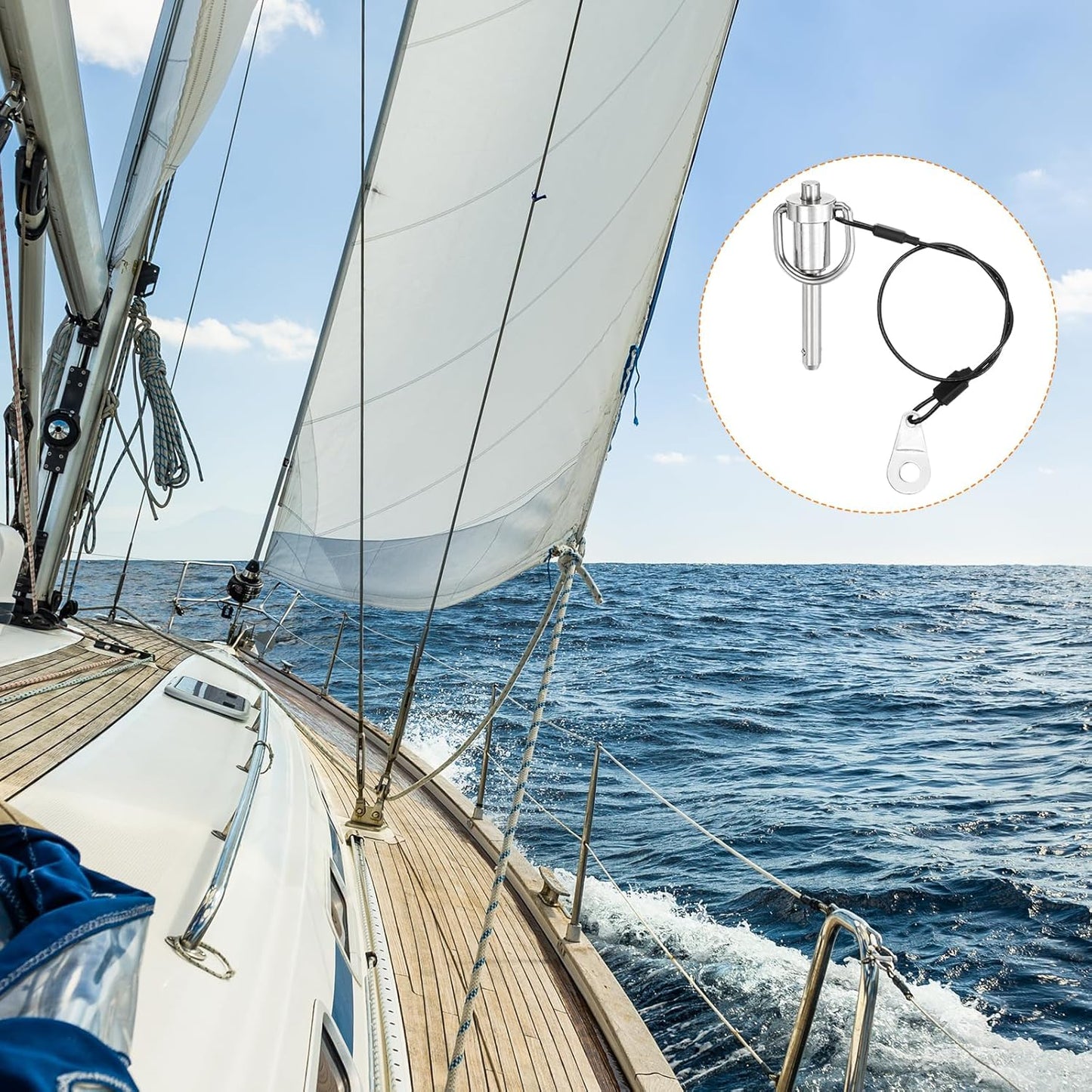 uxcell 2 Pcs Quick Release Pin, 1/4" x 0.8" Silver Stainless Steel Ball Locking Pin with Wire for Audio Bimini Top Marine