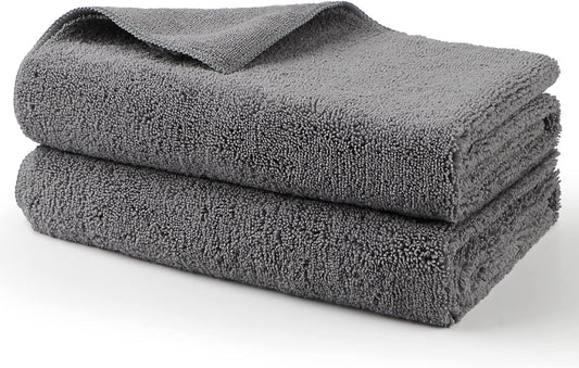 HOMEXCEL Professional Large Microfiber Car Drying Towels 2 Pack, Lint Free, Scratch Free, Highly Absorbent Drying Towel for Cars, SUVs, RVs, Trucks, and Boats,31" x 24",Grey