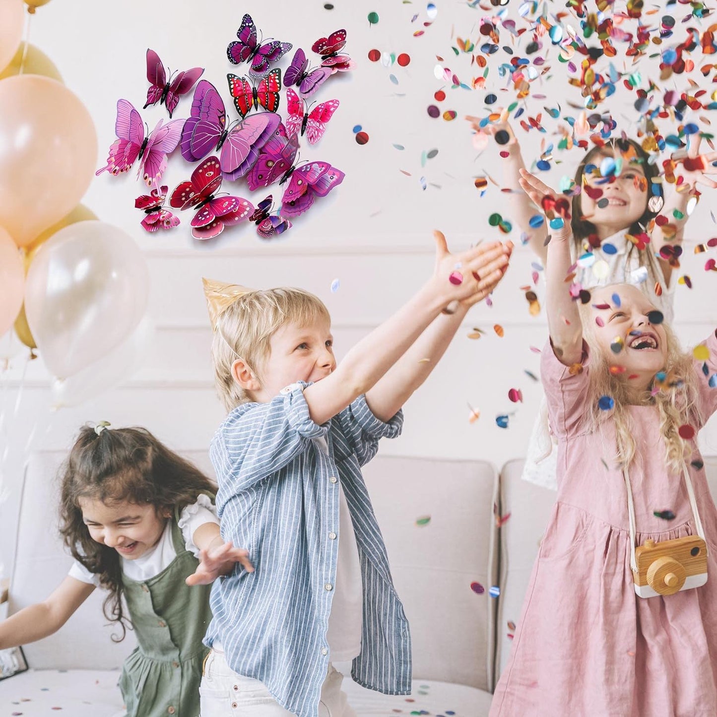 Butterfly Wall Decor 24/48 PCS, 3D Butterflies Stickers for Party Decorations with Magnets(Purple, 24)