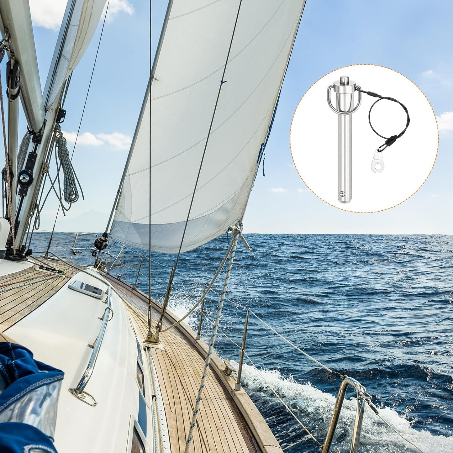 uxcell 1 Pcs Quick Release Pin, 1/2" x 3"(Dia. x L) Push-Button Ball Locking Pin 304 Stainless Steel Ring Handle Locking Pin with Wire for Audio Bimini Top Marine, Silver