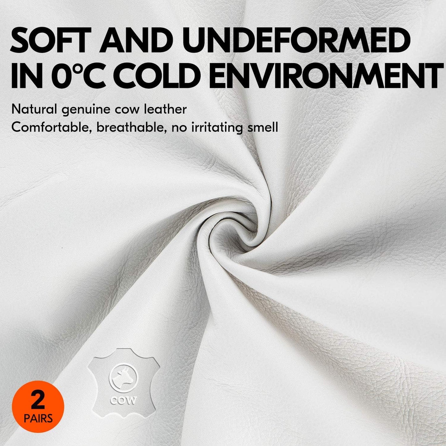 Vgo... 2-Pairs 32℉ or Above Lined Winter Cow Grain Leather Work and Driver Gloves (Size XL, Cream, CA9501F)