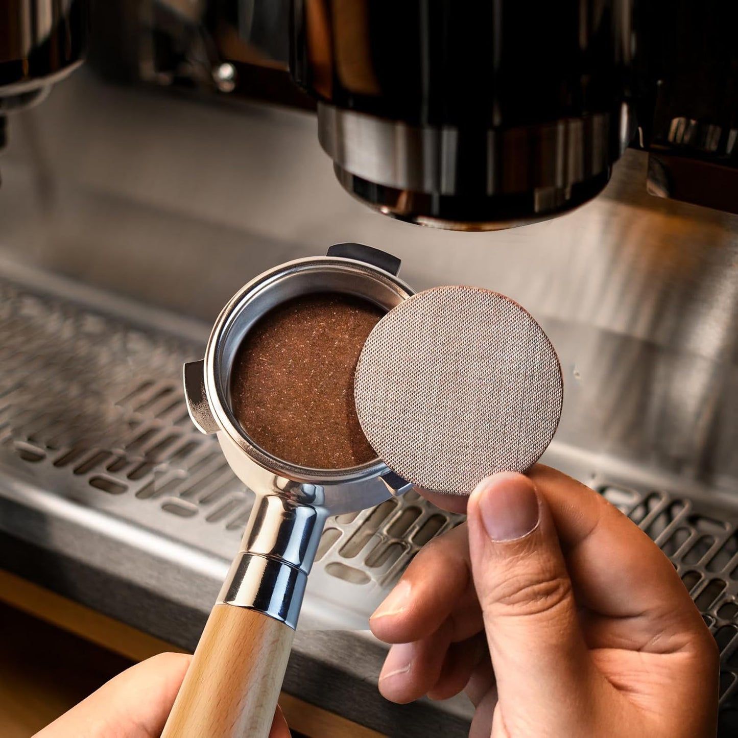 51 mm Bottomless Portafilter with Puck Screen 3 Ears Espresso Portafilter Compatible with Delonghi Dedica EC680, EC685,SMEG & EUPA Coffee Machines,Stainless Steel Porta filter and Maple Handle