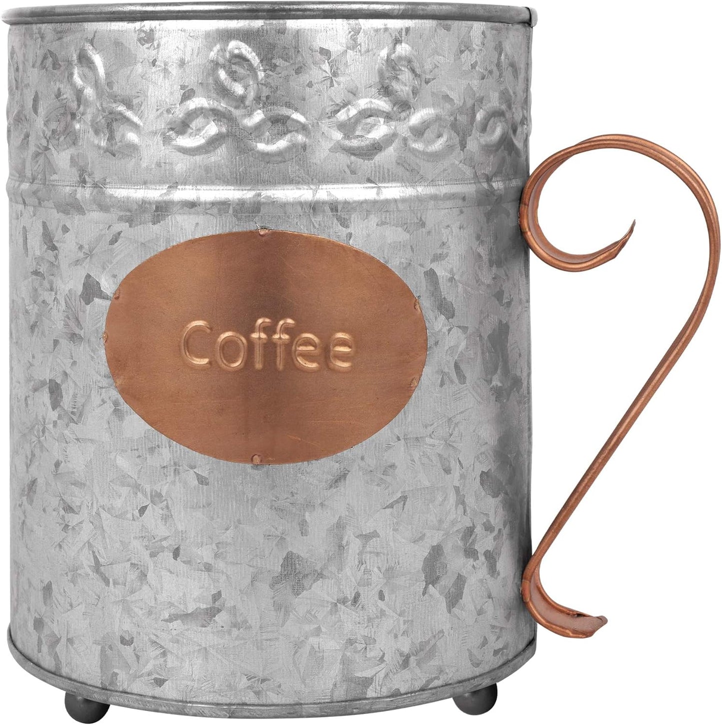 Autumn Alley Farmhouse Coffee Pod Holder Organizer – Galvanized Dual Toned Rustic Farmhouse Décor Basket for Counter – Vintage Copper Label & Handle – Industrial Chic Country Décor Accessories