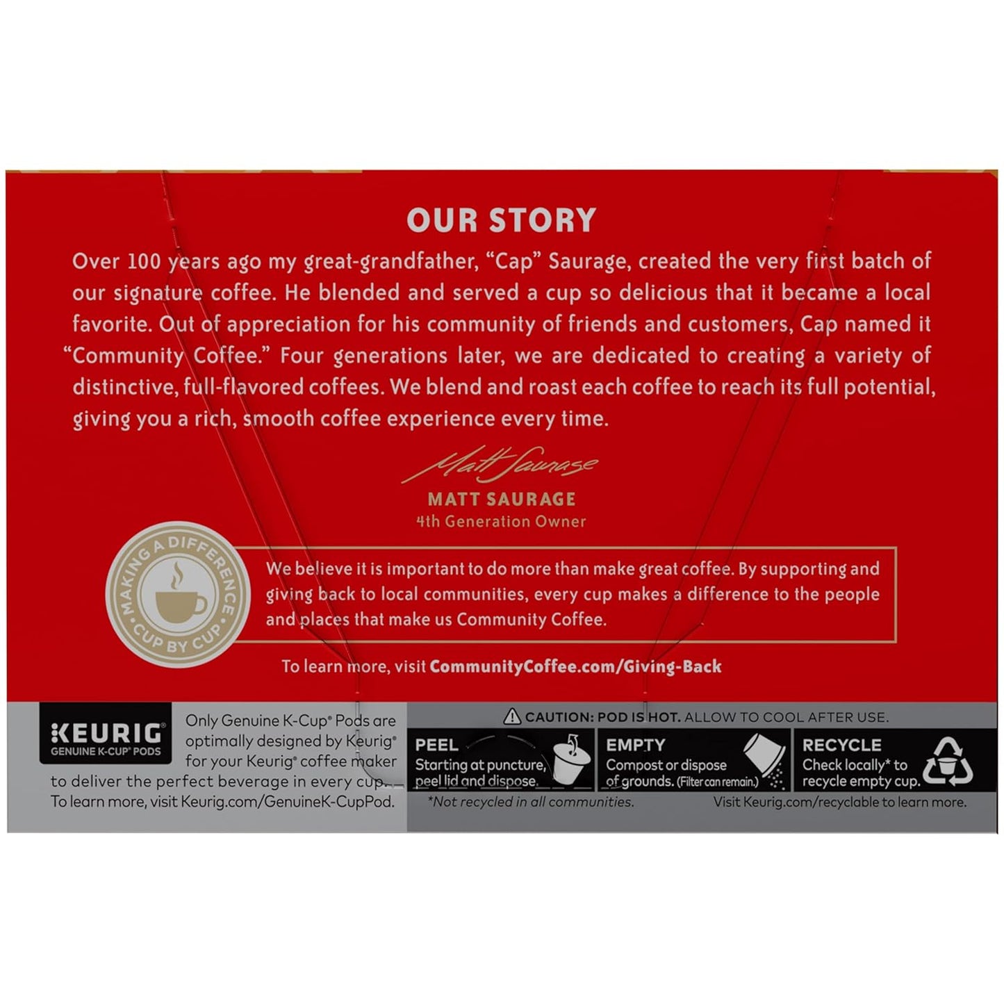 Community Coffee 100% Colombia 72 Count Coffee Pods, Medium Dark Roast, Compatible with Keurig 2.0 K-cup Brewers, 12 Count (Pack of 6)