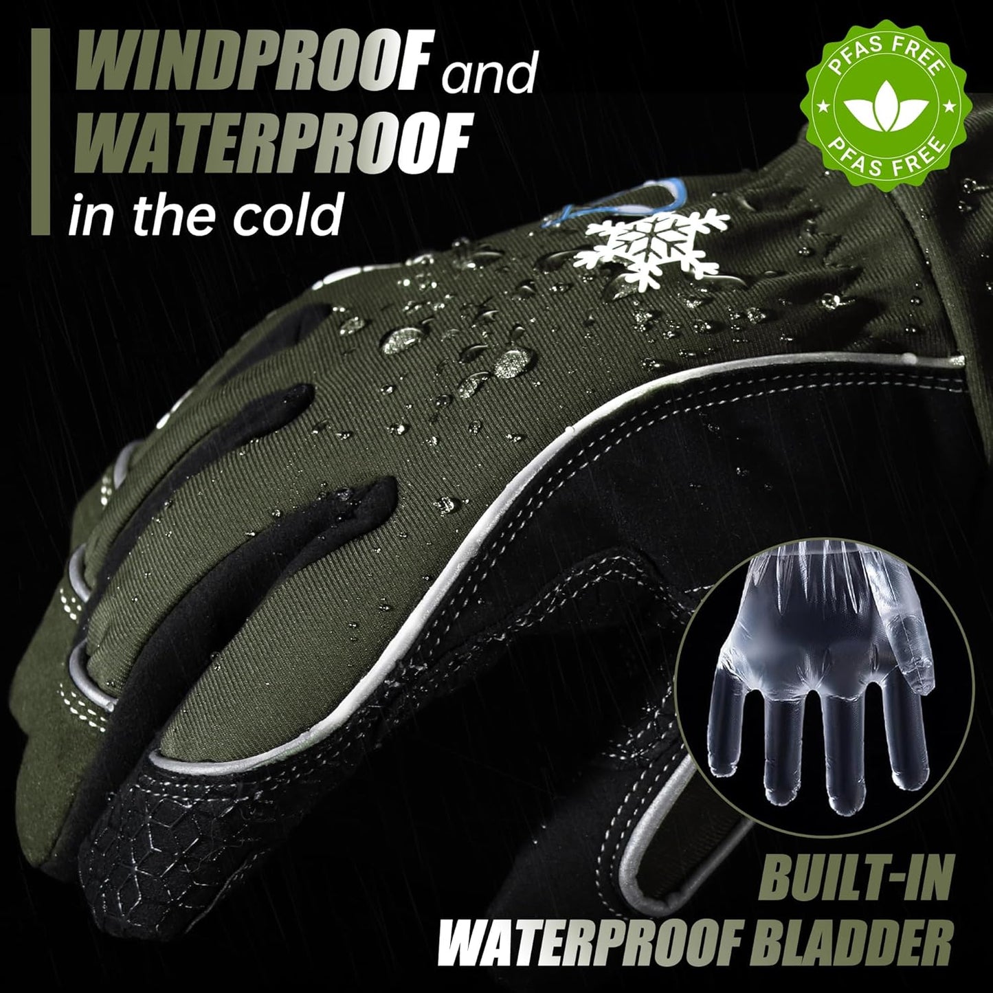 HANDLANDY Winter Insulated Work Gloves, 3M Thinsulate Thermal Water-Resistant Gloves for Men Women Touch Screen, Warm Ski Snowboard Cold Weather Gloves (Army Green, 2X-Large)