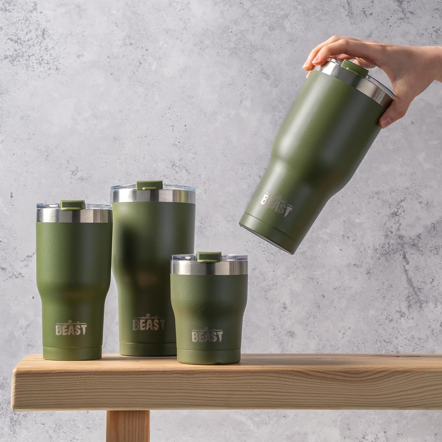 Beast 10 oz Tumbler Stainless Steel Vacuum Insulated Coffee Ice Cup Double Wall Travel Flask (Army Green)