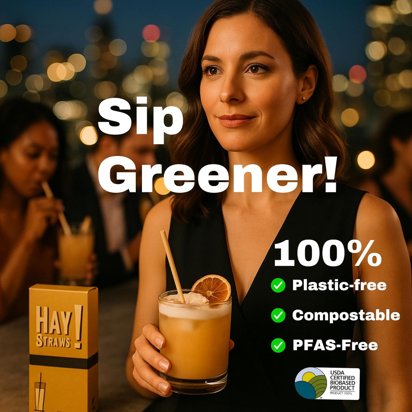 HAY! Stir, Natural coffee stir sticks, fully compostable made from wheat stems, our stir sticks are ideal for hot and cold beverages, 7.75'' pack of 500.