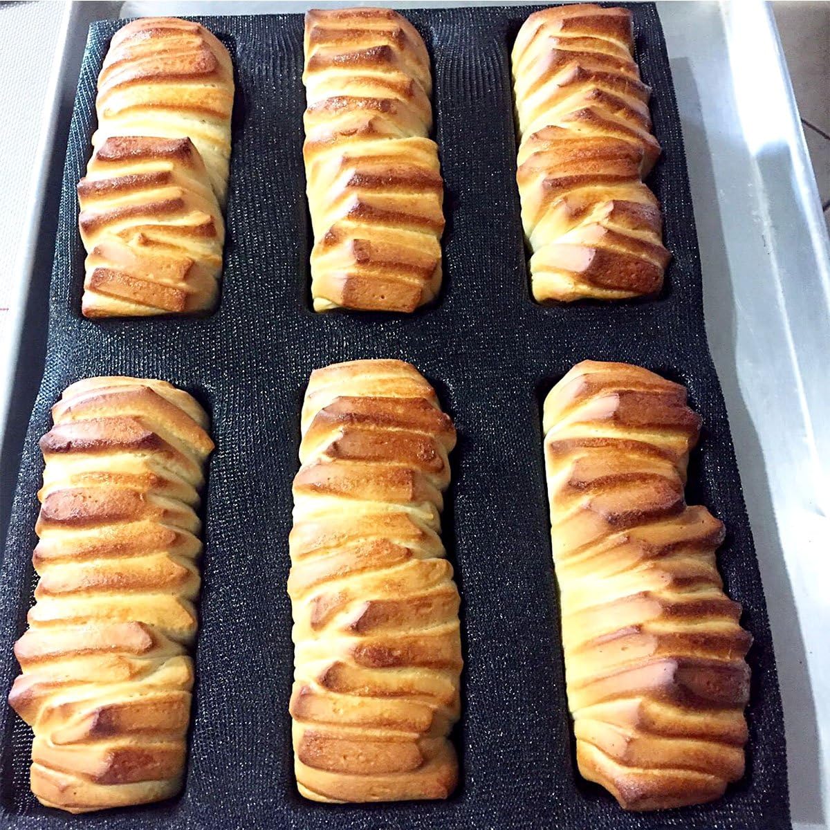 Bluedrop Silicone Bread Forms Square Shape Bread Molds Non Stick Bakery Trays Silicone Coated Fiber Glass 6 Caves Rectangle Moulds