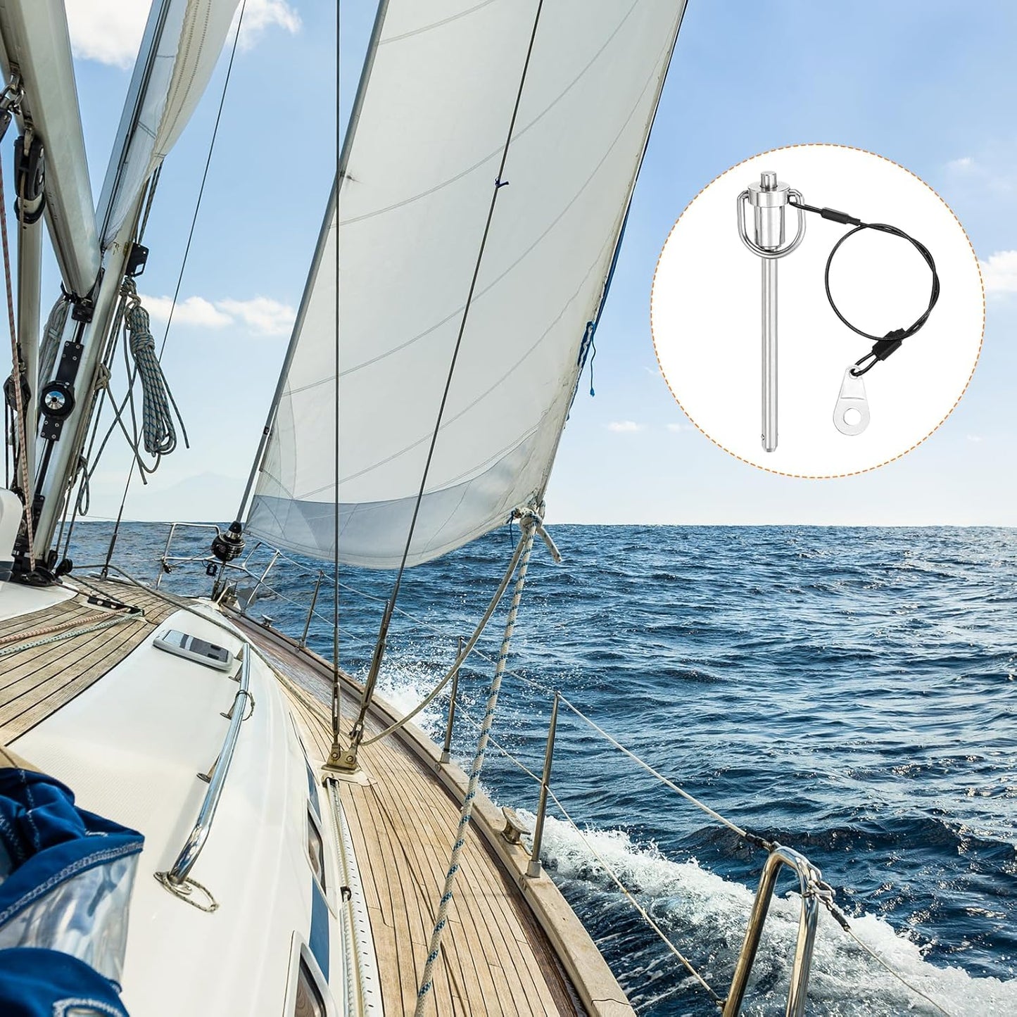 uxcell 1 Pcs Quick Release Pin, 6x75mm(Dia. x L) Push-Button Ball Locking Pin 304 Stainless Steel Ring Handle Locking Pin with Wire for Audio Bimini Top Marine, Silver