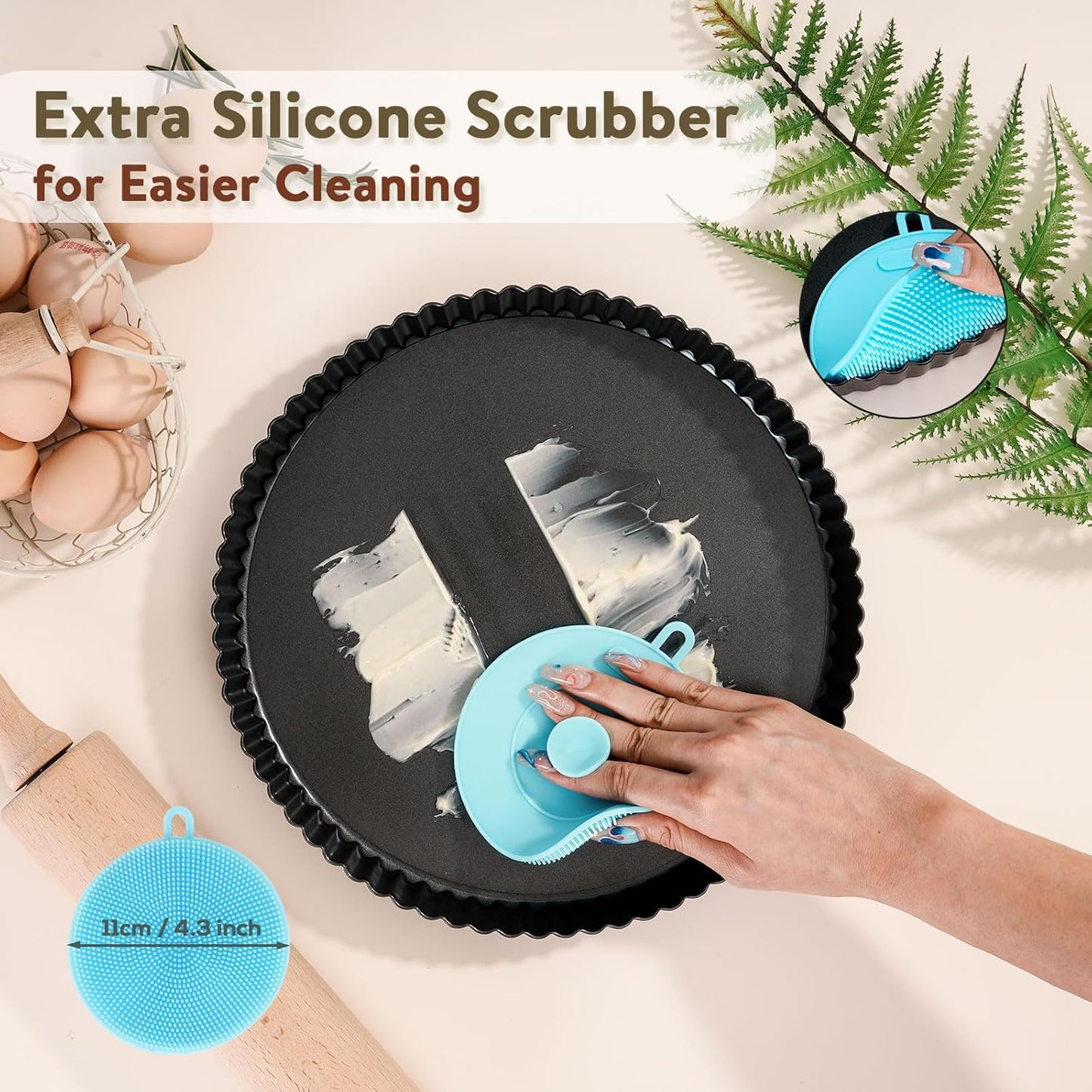 Sturdy Nonstick Tart Pan 11 inch Removable Bottom, Round Carbon Steel Quiche Pan for Baking, Heavy Duty Tart Mold loose for Pie, Mousse Cakes,Fruit and Desserts