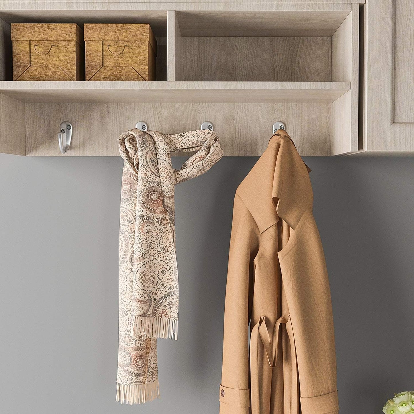 IBosins 50PCS Coat Hooks Wall Mounted Single Prong Robe Hook for Hanging Towel Hooks with 100 Screws for Cup, Mug, Bags, Hat, Cap, Scarf, Pet leashes