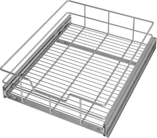 Pull Out Cabinet Organizer 14" W X 22" D, Slide Out Drawers For Kitchen Organizers and Storage, Pull Out Drawers For Cabinets Capacity Heavy Duty Caddy, Cabinet Shelves Chrome-Plated, Bathroom Pantry