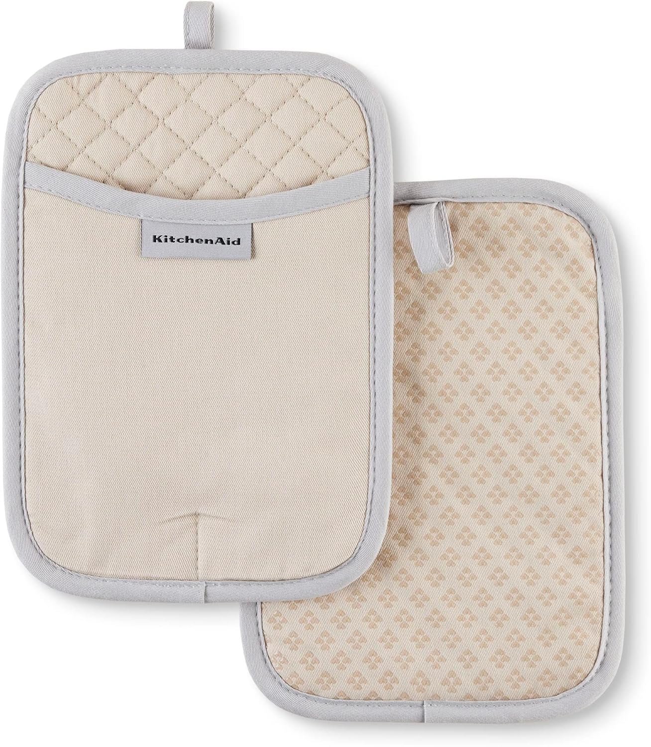 KitchenAid Asteroid Pot Holder 2-Pack Set, Milkshake Tan, 7"x10"