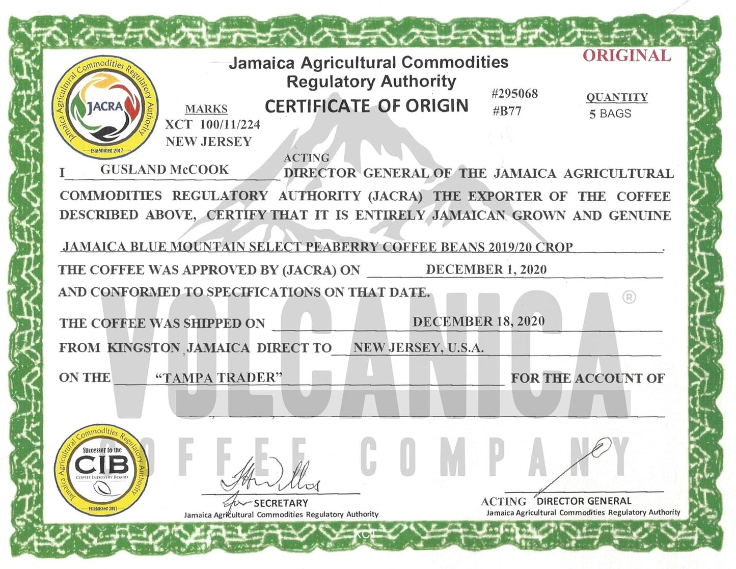 Jamaica Blue Mountain Peaberry Coffee, 100% Pure, Ground, Medium Roast, Fresh Roasted, 16-ounce