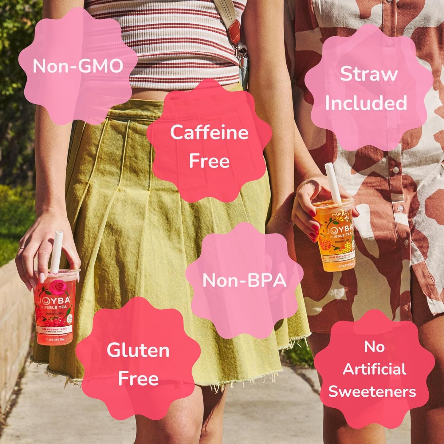 JOYBA Botanicals Sweet Peach Honeysuckle Bubble Tea, 4 Pack, 12 fl. oz. Cups