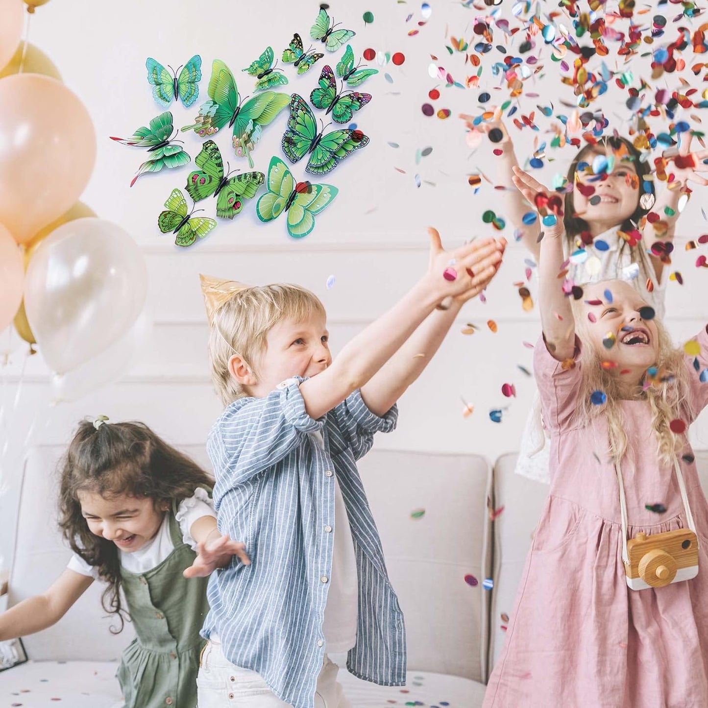 Butterfly Wall Decor 24/48 PCS, 3D Butterflies Stickers for Party Decorations with Magnets (Green, 48)