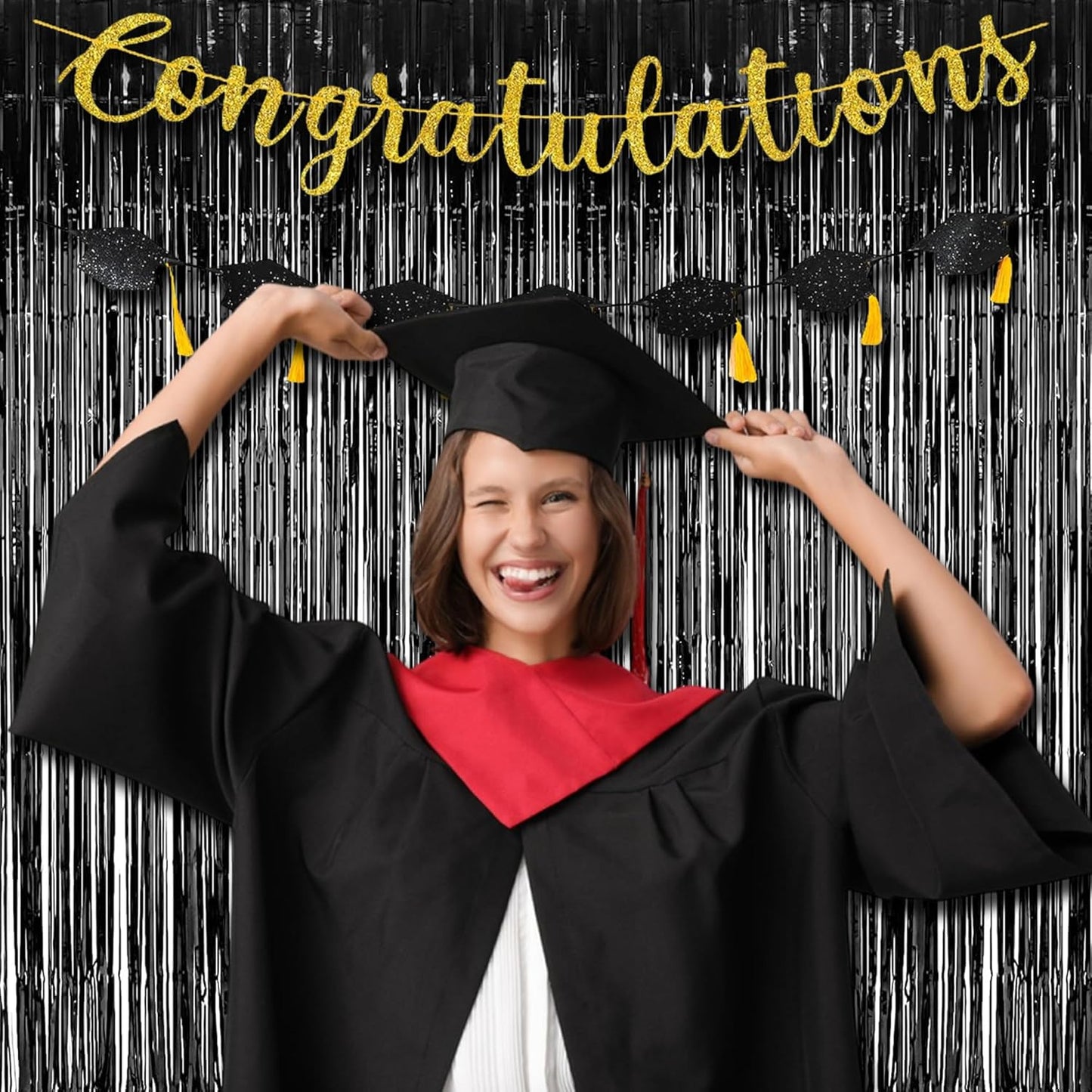 Foil Fringe Curtain Halloweens Party Decorations - Pure Black Tinsel Photo Backdrop Party Steamers Curtains for Birthdays Music Christmas Stranger Theme Parties