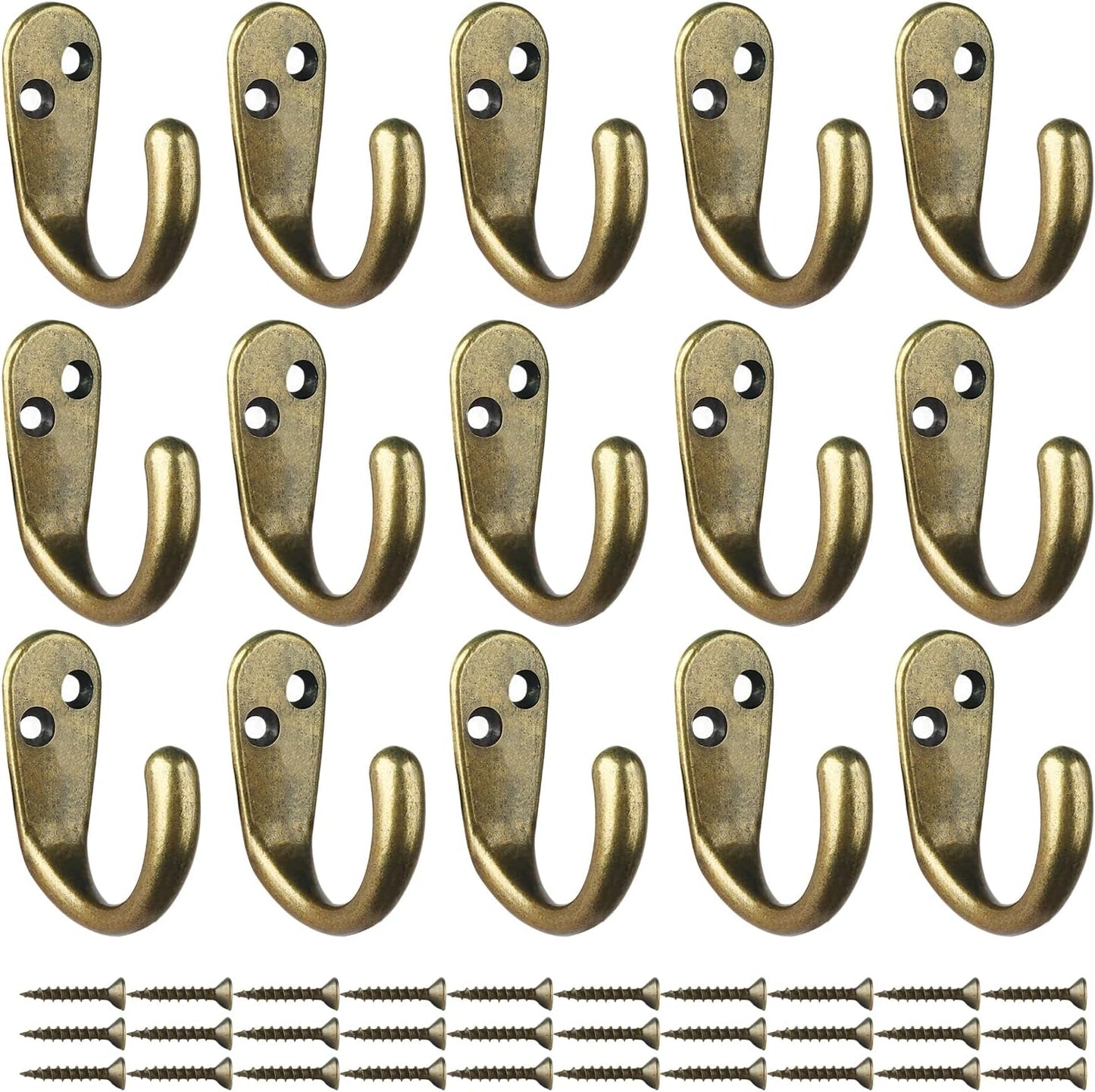 IBosins 15PCS Coat Hooks Wall Mounted Single Prong Robe Hook for Hanging Towel Hooks with 30 Screws for Bags, Hat, Cap, Scarf, Cup