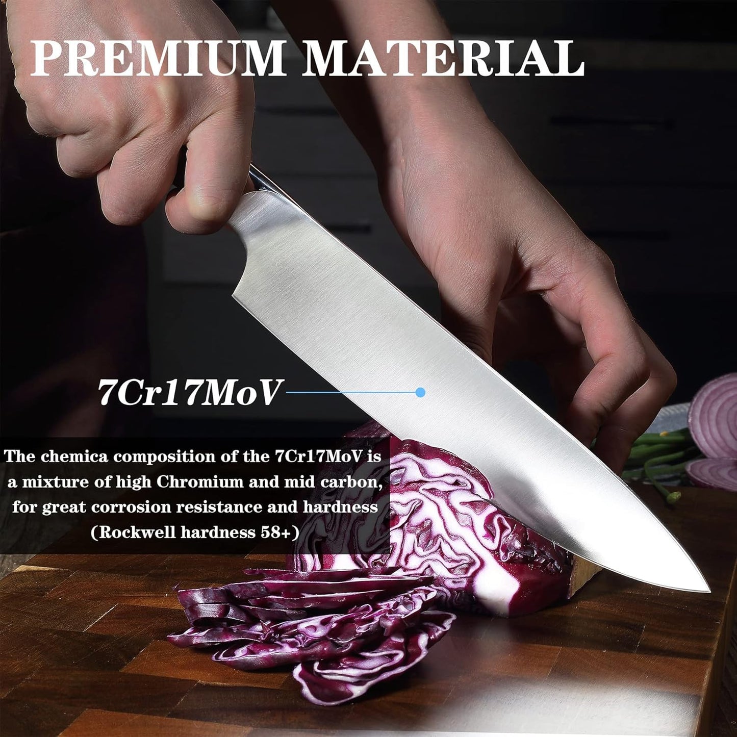 PAUDIN Chef Knife 8 Inch, Professional Kitchen Knife, 7Cr17MoV German Stainless Steel Forged Chefs Knives with Ergonomic G10 Handle, Classic Chef's Knives Meat Knife with Gift Box