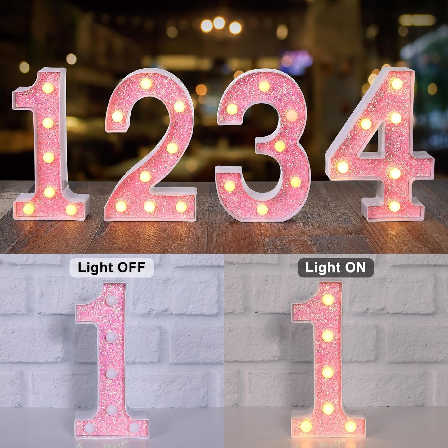 Foaky Pink Light up Letters，Pink Party Decorations,Girls Room Decor,Glitter Marquee Numbers,Alphabet Letter Sign for Night Light Birthday Party Girls Gifts, Home Bar Decoration (9)