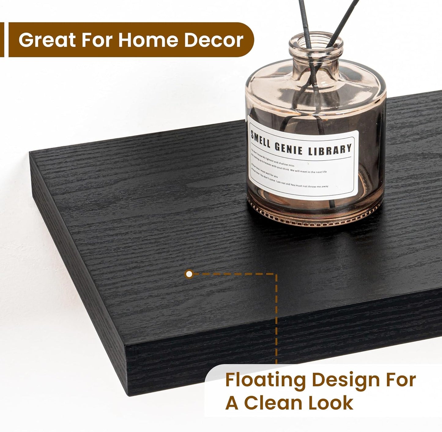 Fun Memories Floating Shelves for Wall, 30 Inch Rustic Wood Wall Mounted Shelves for Bathroom, Bedroom, Kitchen, Living Room, Deep Floating Shelves for Storage & Home Decor (Black, Set of 2)