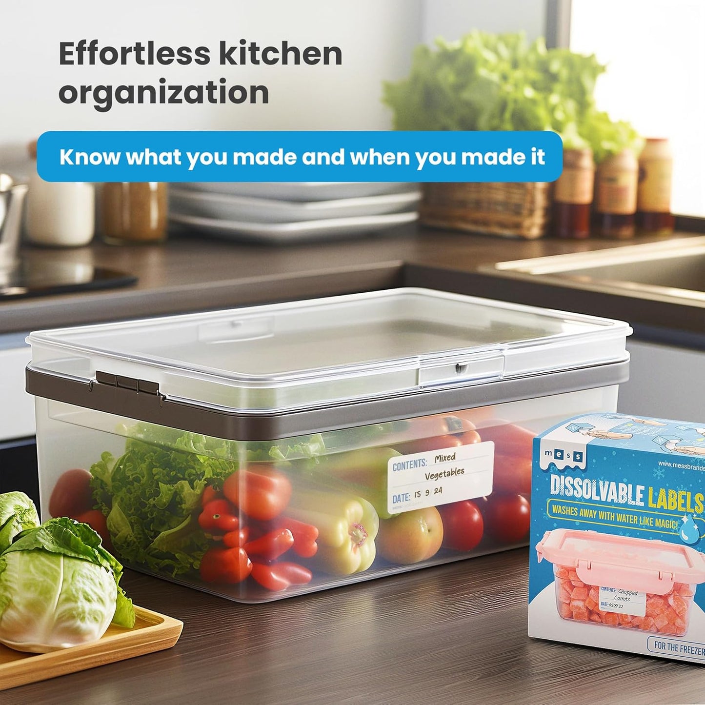 MESS Dissolvable Freezer Labels – 500-Pack – Removable Labels for Containers, Blank Food Storage Stickers, 1x2 in, Bottles, Jars & Freezer Use