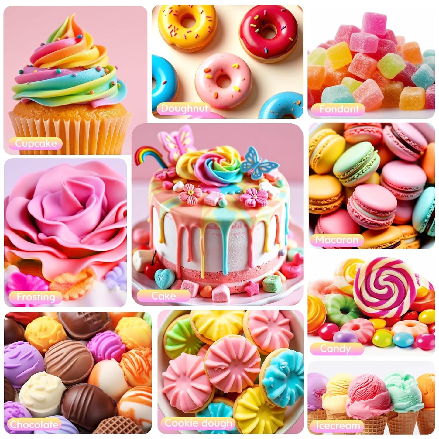 Oil Based Food Coloring for Chocolate Rainbow Oil Edible Food Dye Set for Baking Royal Icing Cookie Supplies Gluten Free 7x6ml Food Grade Food Color Kit, 0.25 Fl. Oz/Bottles