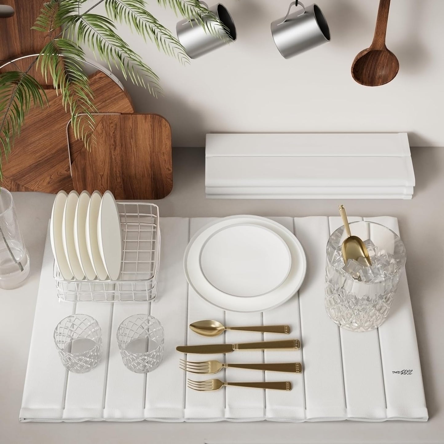 Stone Drying Mat for Kitchen Counter-Super Absorbent PU Dish Drying Mat, Quick Dry Stone Mat Kitchen for Dishes, Bottles & Cups, Large Foldable Stone Dish Drying Mat, Non-Slip Kitchen Mat