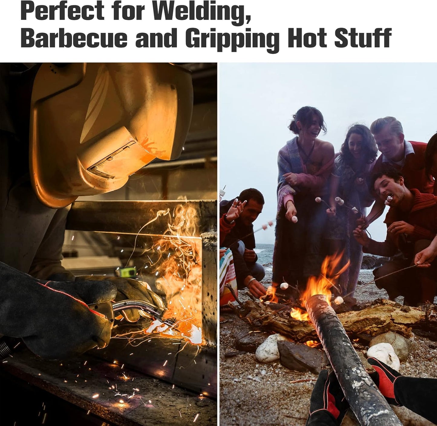 ARCCAPTAIN Leather Forge Welding Gloves, Heat/Fire Resistant 16 inches Gloves for Stick,Mig,Tig,Forge,BBQ,Grill,Fireplace,Wood Stove,Furnace,Oven,Pot