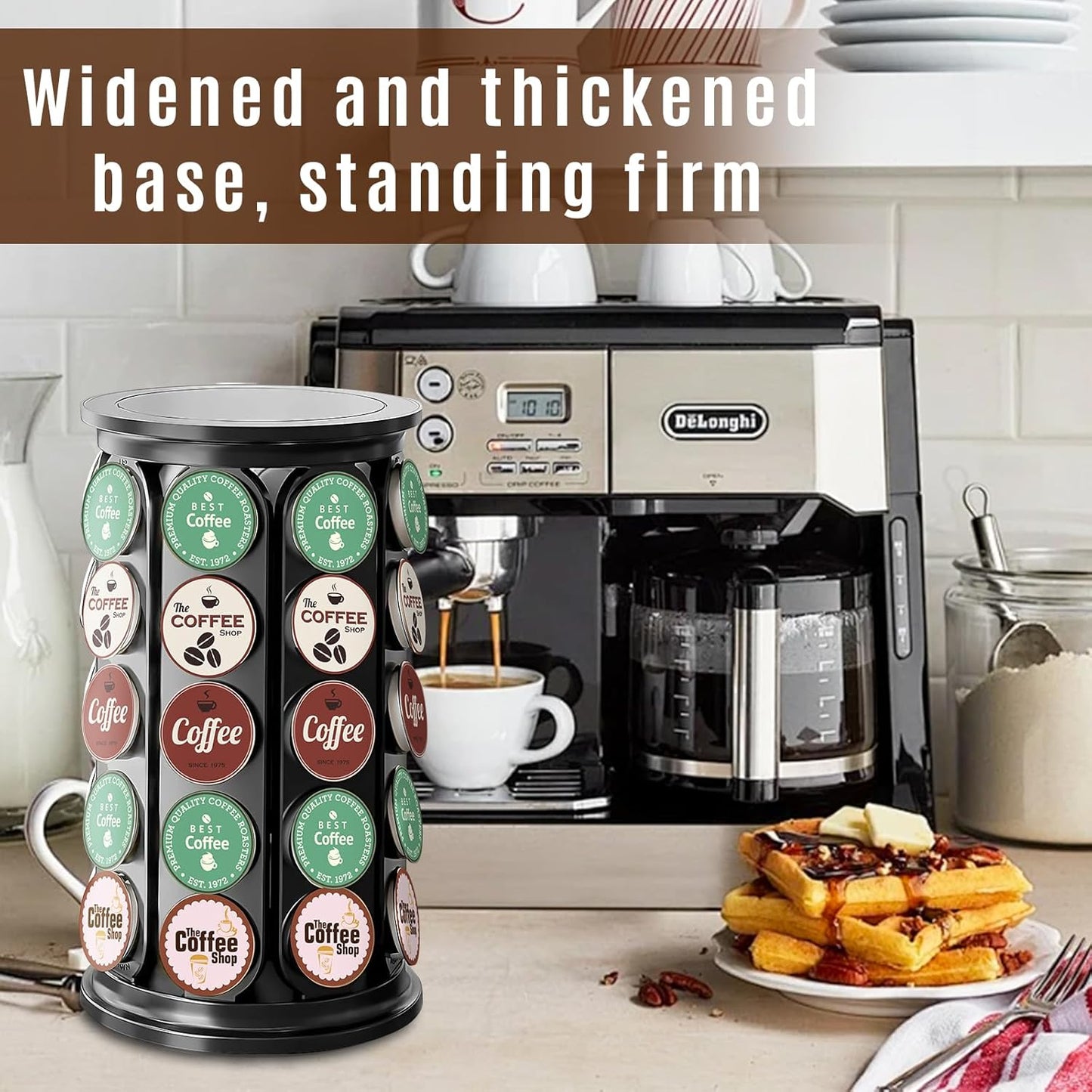 K Cup Holder, Coffee Pod Storage Carousel Holder Organizer Compatible with 40 Keurig K-Cup Pods, Home or Office Kitchen Counter Organizer（Black）