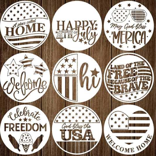 Patriotic Welcome Stencils 12” 4th of July Stencil Independence Day Stencils for Painting on Wood Door Hanger Porch Sign Decor