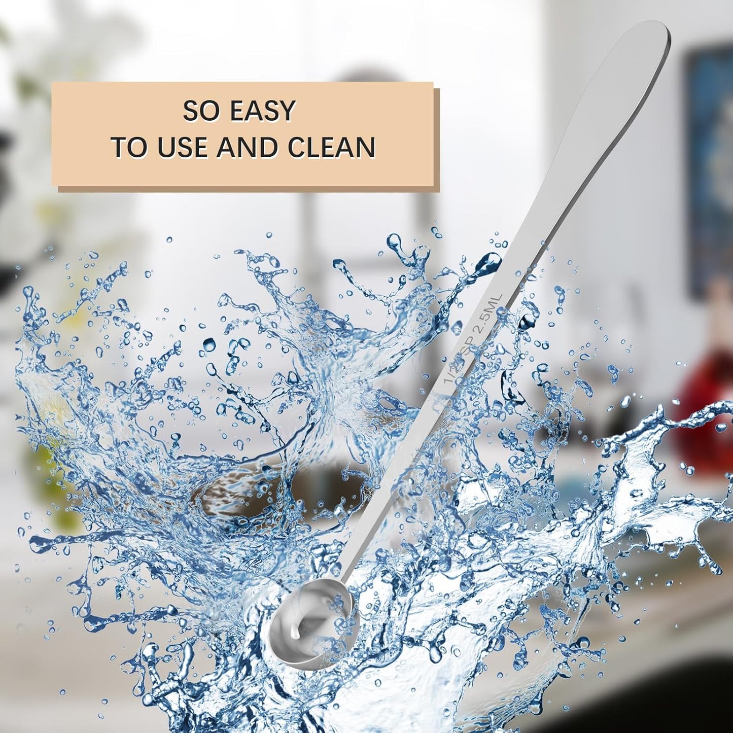 2PCS 1/2 Teaspoon(1/2tsp, 1/6tbsp, 2.5 ml) Single Measuring Spoon, Extra-long Handle Individual Measure Scoop, Stainless Steel Spoons Only