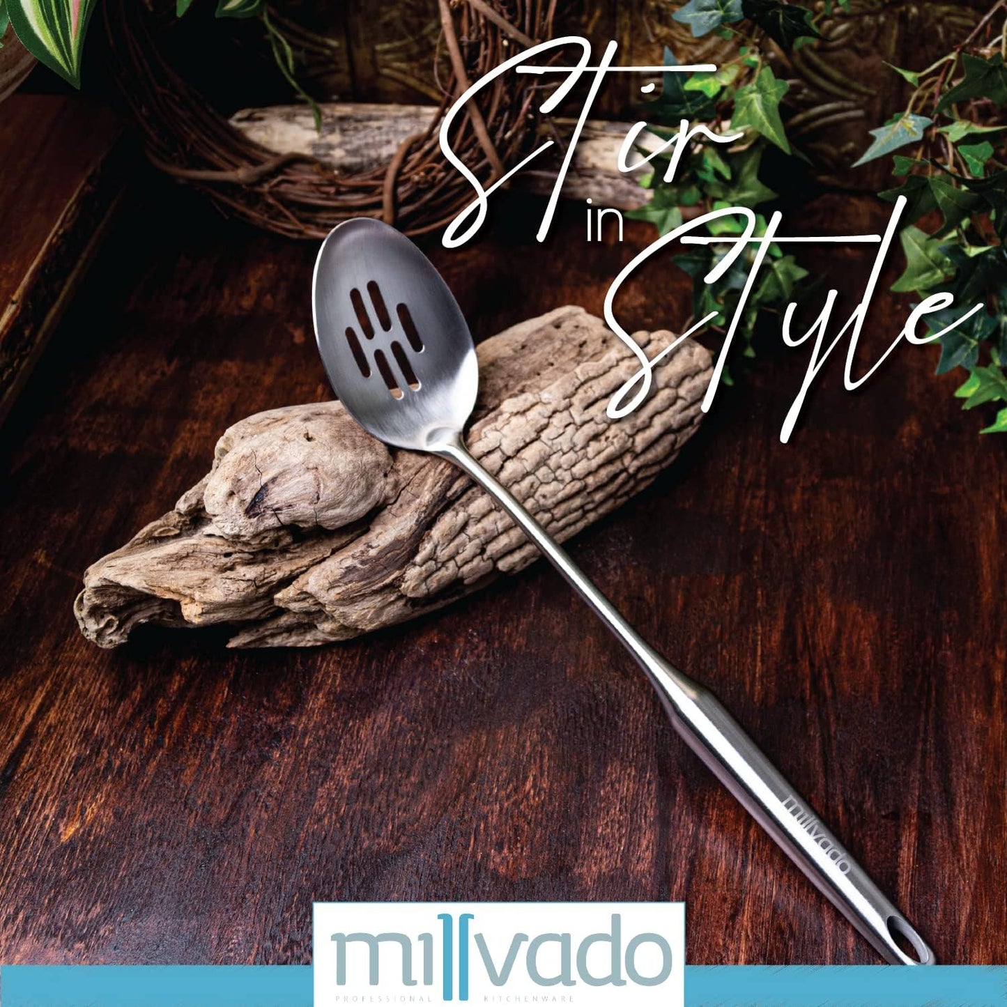 Stainless Steel Slotted Cooking Spoon, Large Metal Chef Strainer Utensil For Cooking, Serving, And Mixing, The #1 Dishwasher Safe Kitchen Tool, 15" Long Spoon With Holes