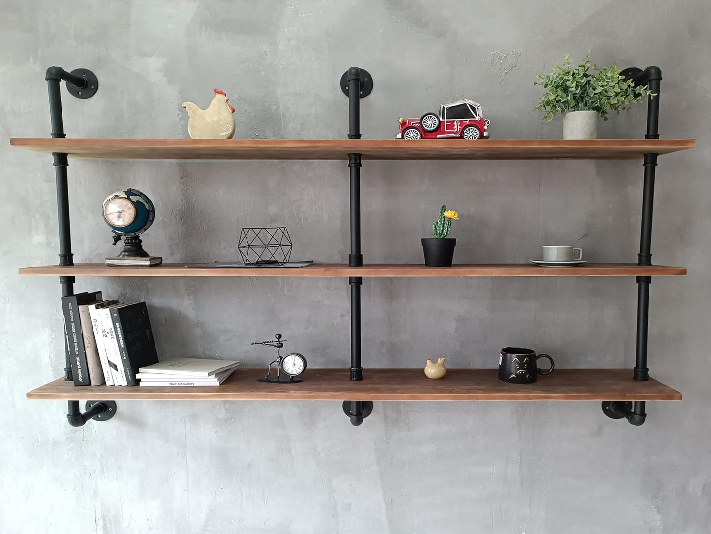 Floating Shelves for Wall Bookshelf Industrial Pipe Shelving Shelves Natural Wood Planks 60 inch Rustic Wall Shelves Hanging Bookshelves Farmhouse Kitchen Shelving