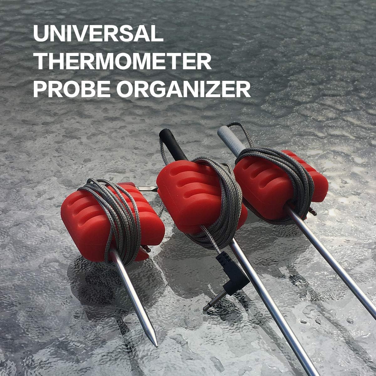 Universal Slicon Pot Clip/Cup Clip for Temperature Probe of Deep Fryer,Candy Pot, Probe Organizer (Pack of 3)