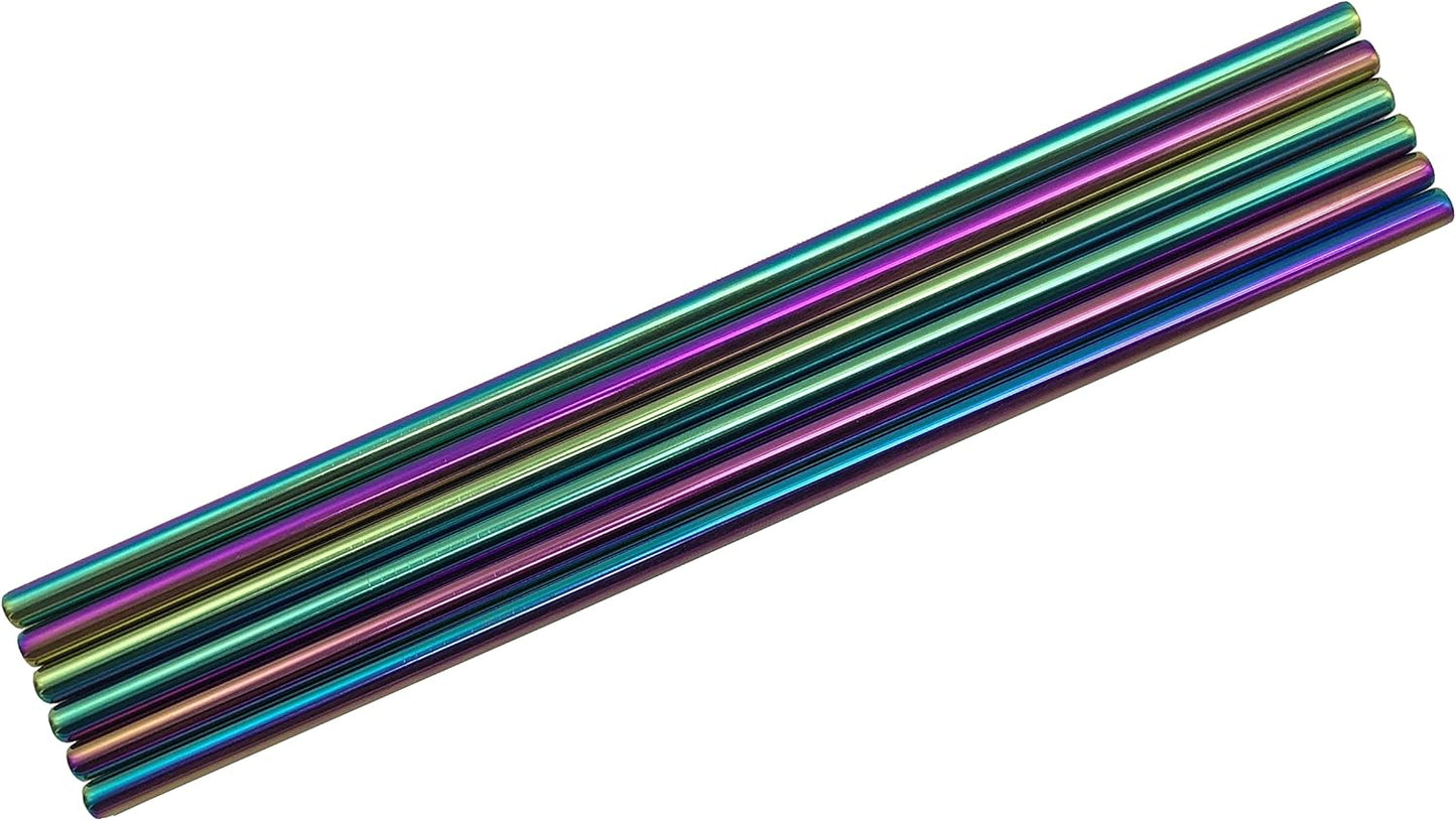 10 Pcs Stainless Steel Straws, Reusable Drinking Straws, Straight Metal Straw Sets with 2 Pcs Cleaning Brushes (10.5 Inch, Colorful)