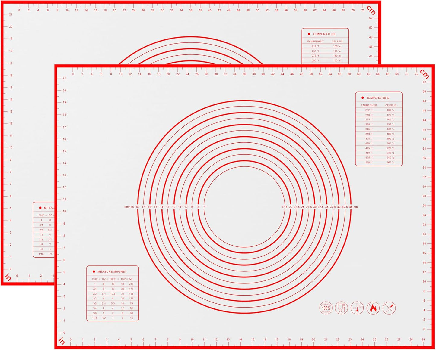 BlueBark 2 PCS - 24"L x 24"W Non-stick Silicone Baking Mat for Pastry & Dough, Sourdough Bread Making Tools, Kitchen Counter, Cooking Enthusiasts