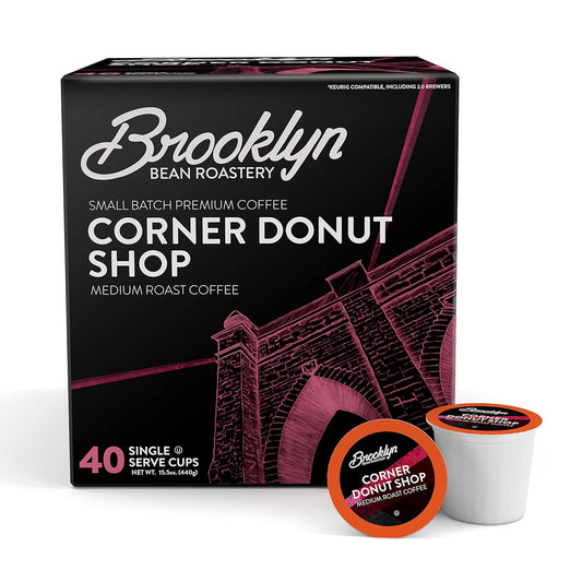 Brooklyn Beans Corner Donut Shop Gourmet Coffee Pods - Compatible with Keurig K Cup Brewers Including 2.0 Machines, 40 Count, Classic Donut Shop