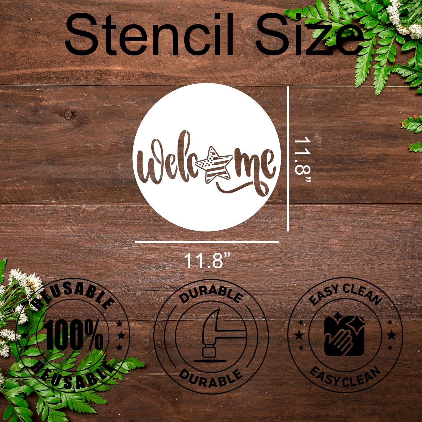 Patriotic Welcome Stencils 4th of July Stencil Independence Day Stencils for Painting on Wood Door Hanger Porch Sign Decor