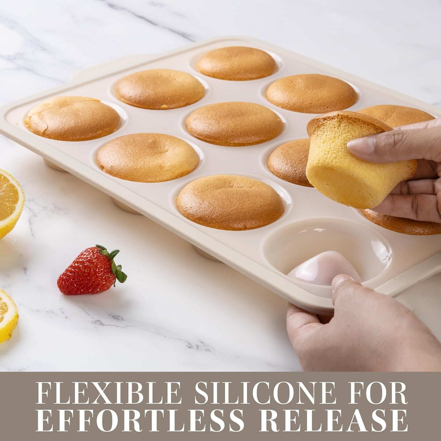 COOK WITH COLOR 17 Pc. Silicone Baking Pan Set - Non-Stick & Easy Clean Silicone Muffin Pans for Baking with Sturdy Metal Frame for Stability, Flexible Cake Molds, Includes Measuring Cups and Spoons