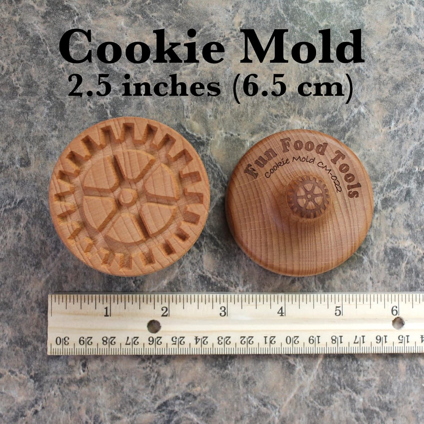 Wood Cookie Stamp, 2.5 Inch (Gear CS-022)