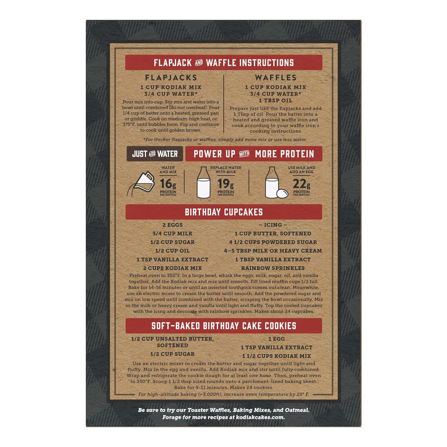 Kodiak Cakes Power Cakes - Protein Pancake Mix & Waffle Mix - 100% Whole Grain- Birthday Cake Flavor (Pack of 6)